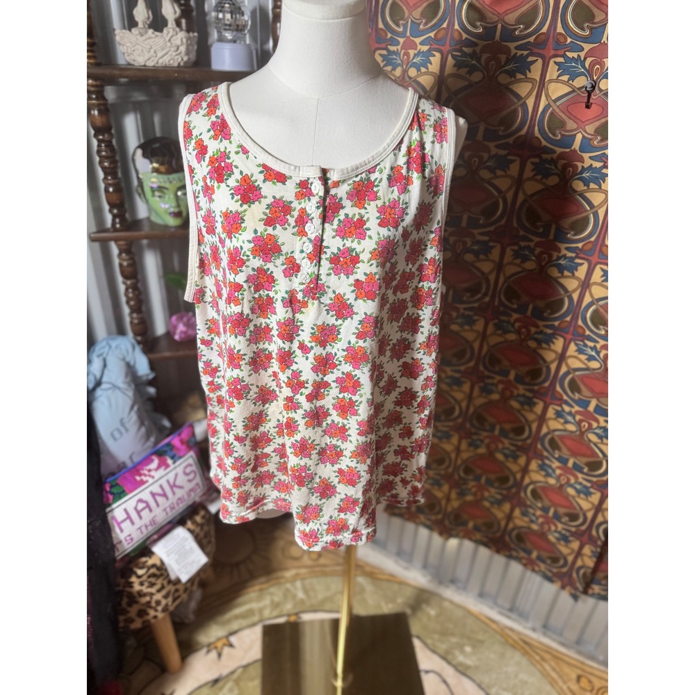 Vintage Touch Tones Floral Tank Top Sleeveless Shirt‎ Cottagecore Blouse